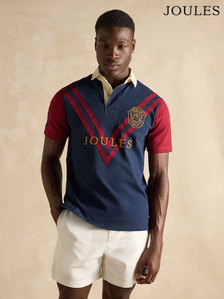 Joules Short Sleeve Navy/Red Rugby Club Shirt (Q61495) | £55