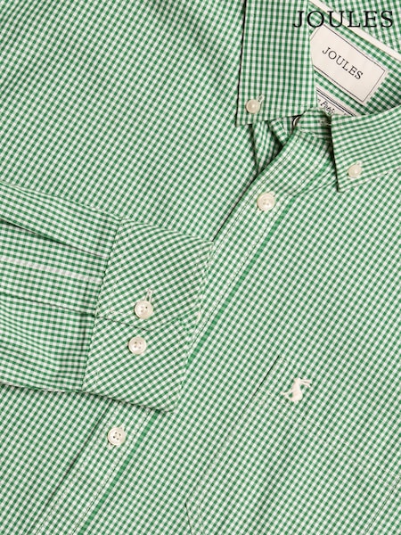 Joules Poplin Green Gingham Check Classic Fit Shirt (Q61521) | £45
