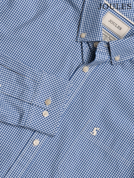 Joules Poplin Blue Gingham Check Classic Fit Shirt (Q61523) | £45