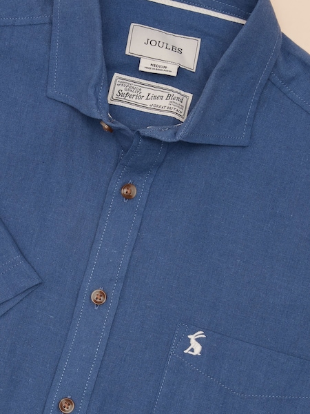 Joules Linen Blend Blue Short Sleeve Shirt (Q61534) | £42