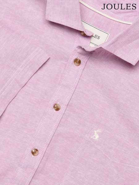 Joules Linen Blend Violet Purple Short Sleeve Shirt (Q61535) | £42