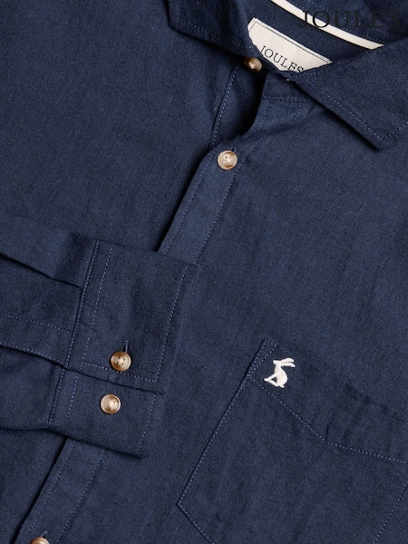 Joules Linen Blend Navy Blue Long Sleeve Shirt (Q61538) | £45