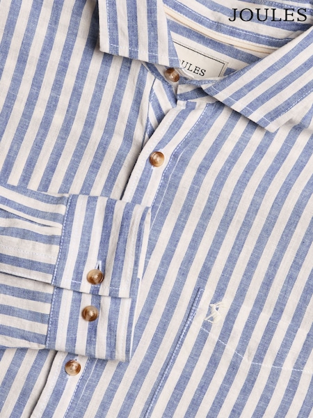 Joules Linen Blend Light Blue Long Sleeve Shirt (Q61543) | £49.50