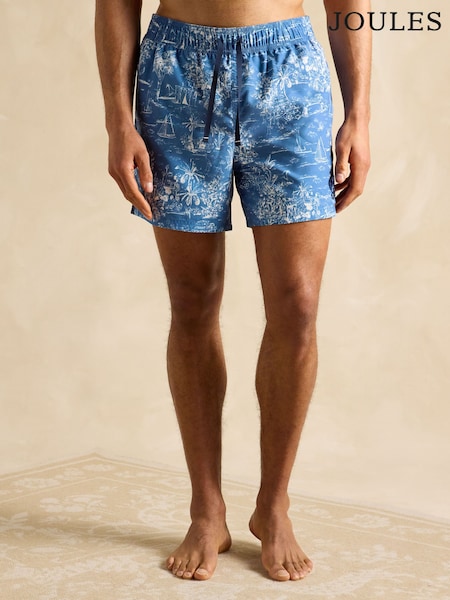 Joules Overton Light Blue Toile de Jouy Rugby Style Swim Shorts (Q61795) | £30