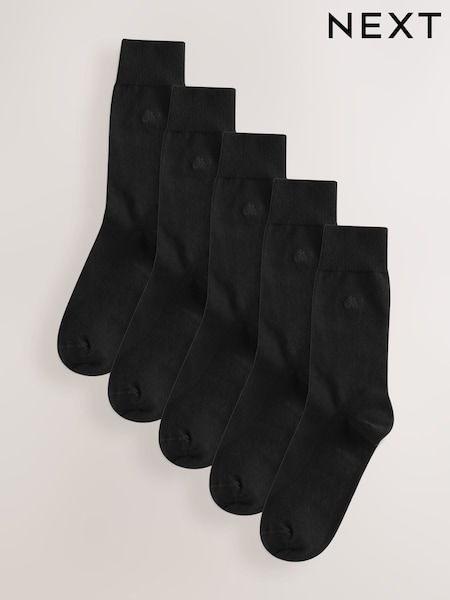 Black Swirl Logo 5 Pack Embroidered Lasting Fresh Socks (Q61803) | £12