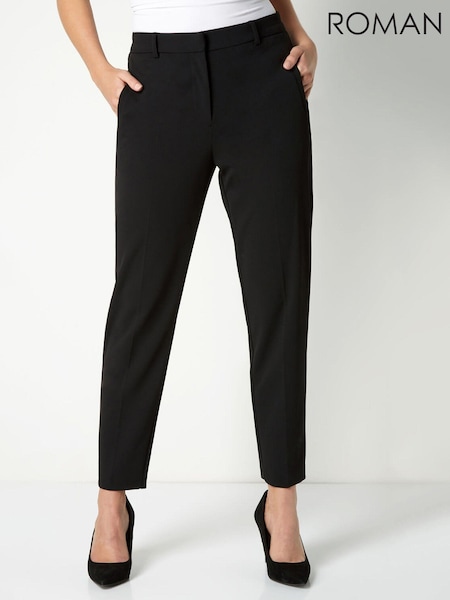 Roman Black Petite Short Straight Leg Stretch Trouser (Q62302) | £32