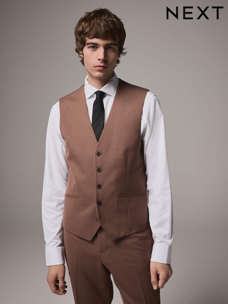 Red Textured Suit Waistcoat (Q62675) | £40