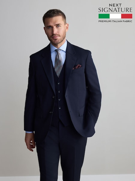 Navy Blue Regular Fit Signature Nova Fides Wool Jacket (Q62693) | £130