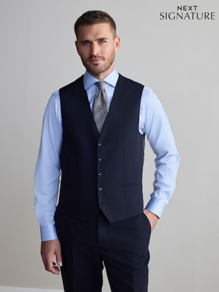 Navy Blue Signature Nova Fides Wool Waistcoat (Q62697) | £60