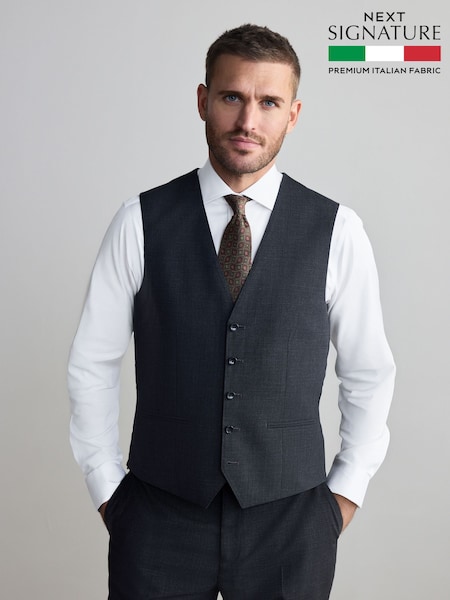 Charcoal Grey Signature Nova Fides Wool Waistcoat (Q62701) | £60
