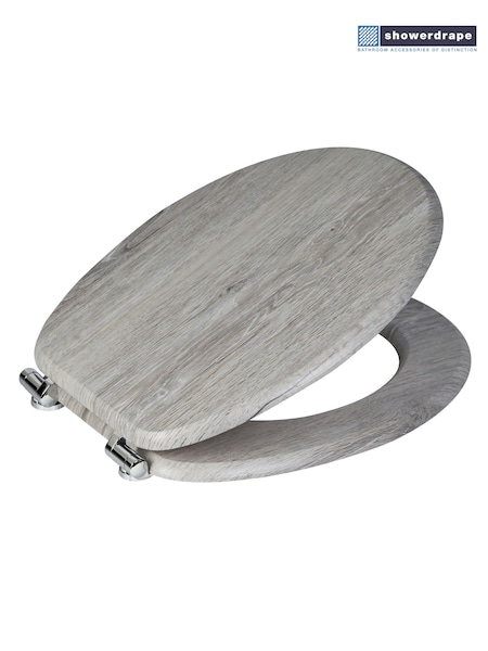 Showerdrape Grey Oak Norfolk Soft Close Wooden Toilet Seat (Q62836) | £43