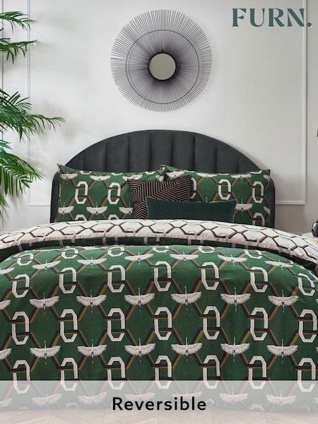 Furn Green Avalon Geometric Reversible Duvet Cover Set (Q63369) | £16 - £32