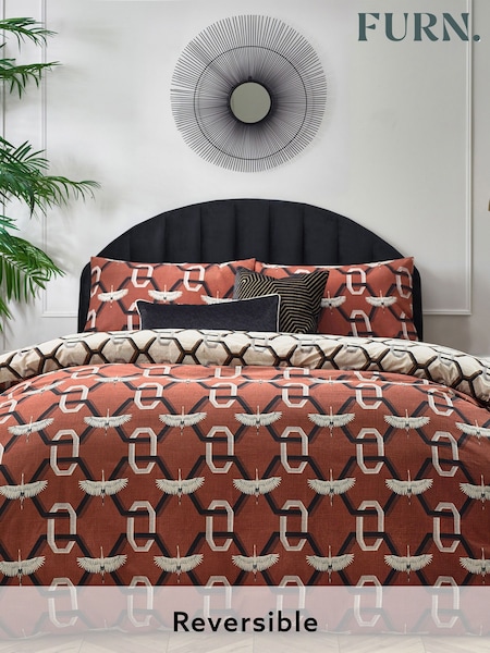 Furn Red Avalon Geometric Reversible Duvet Cover Set (Q63379) | £16 - £27