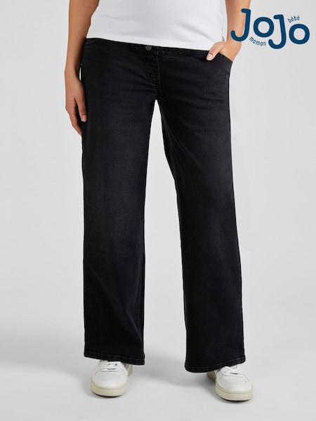JoJo Maman Bébé Black Wide Leg Maternity Denim Jeans (Q63570) | £45
