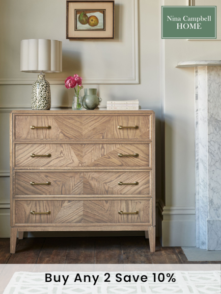 Nina Campbell Light Brown 4 Drawer Tedworth Chest (Q63976) | £699