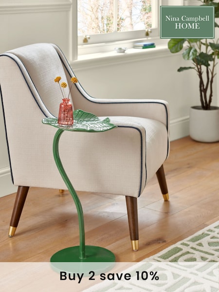 Nina Campbell Dark Green Taro Leaf Side Table (Q63981) | £149