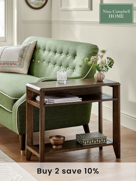 Nina Campbell Dark Oak Tedworth Sofa Side Table (Q64004) | £229