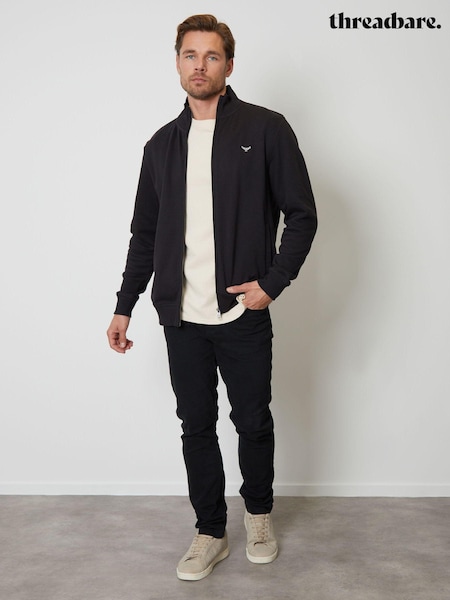 Threadbare Black Zip Through Fleece Sweatshirt (Q64257) | £26
