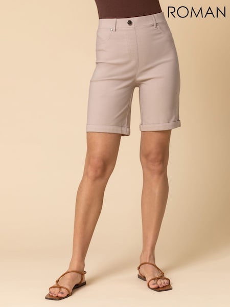 Roman Natural Turned Hem Stretch Shorts (Q64970) | £32