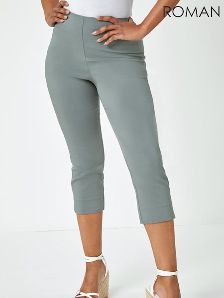 Roman Green Petite Cropped Stretch Capri Trousers (Q65265) | £32