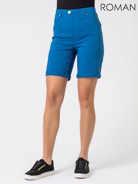 Roman Blue Turned Hem Stretch Shorts (Q65476) | £32