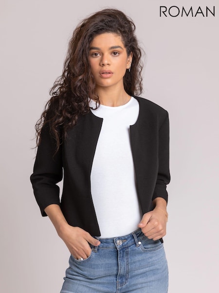 Roman Black Tailored Jacquard Jacket (Q65503) | £45