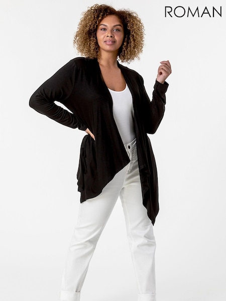 Roman Black Curve Waterfall Front Jersey Cardigan (Q65757) | £32