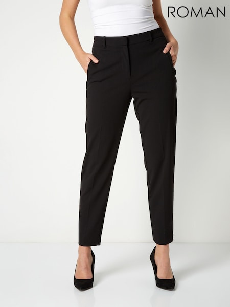 Roman Black Tall Originals Straight Leg Tapered Trousers (Q65762) | £32
