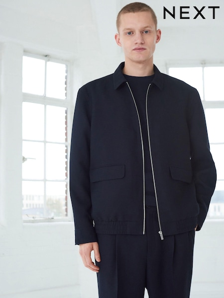 Navy Blue EDIT Textured Blouson Jacket (Q65849) | £20