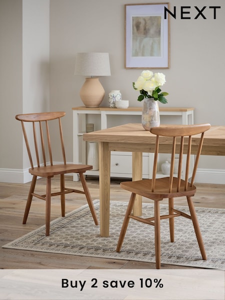 Set of 2 Dark Natural Fin Wooden Dining Chairs (Q66065) | £180