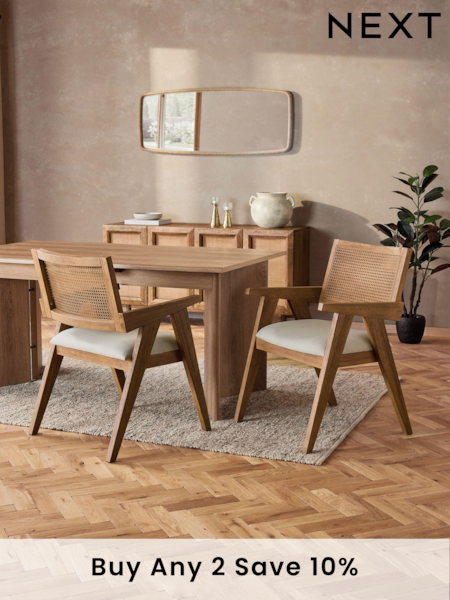 Contemporary Tweed Linen Natural Abel Arm Dining Chair (Q66093) | £199
