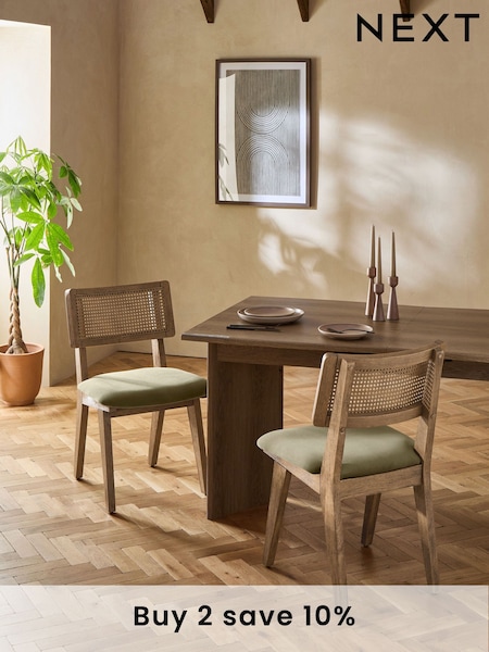Set of 2 Soft Velvet Sage Green Abel Dark Wood Leg Dining Chairs (Q66094) | £299