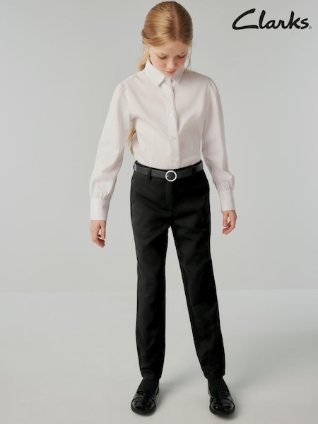 Clarks Dark Black Senior Girls Belted Slim Trousers (Q66234) | £20 - £23