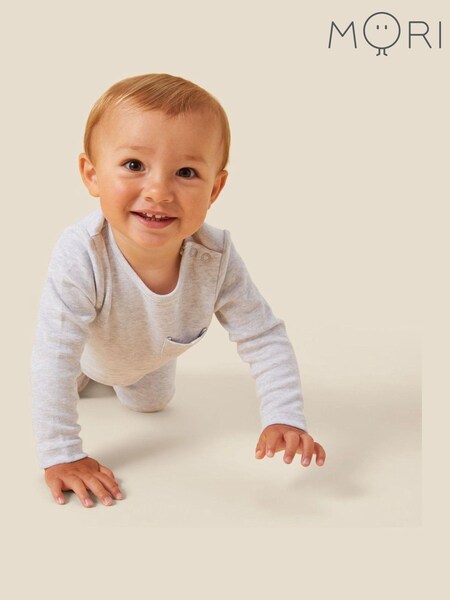 MORI Grey Organic Cotton Long Sleeve T-Shirt (Q66240) | £9
