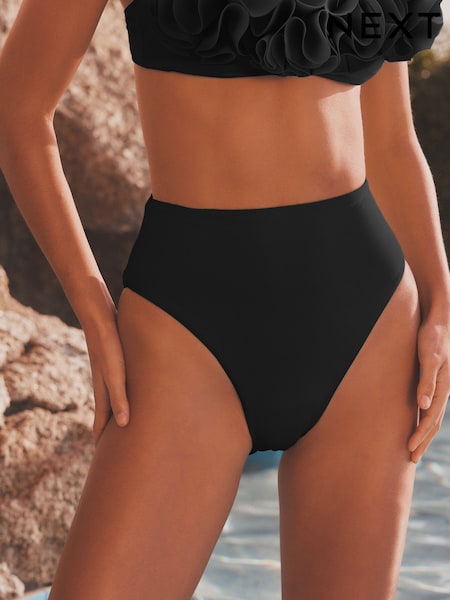 Black High Waist Bikini Bottoms (Q66296) | £18