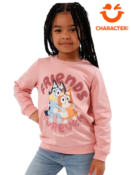 Character Pink Girls Bluey & Bingo Friends Forever 100% Cotton Sweatshirt (Q66386) | £19