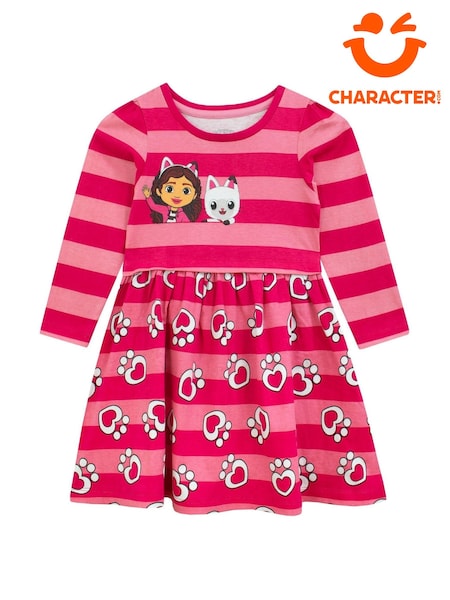 Character Pink Gabbys Dollhouse 100% Cotton Stripe Dress (Q66429) | £17