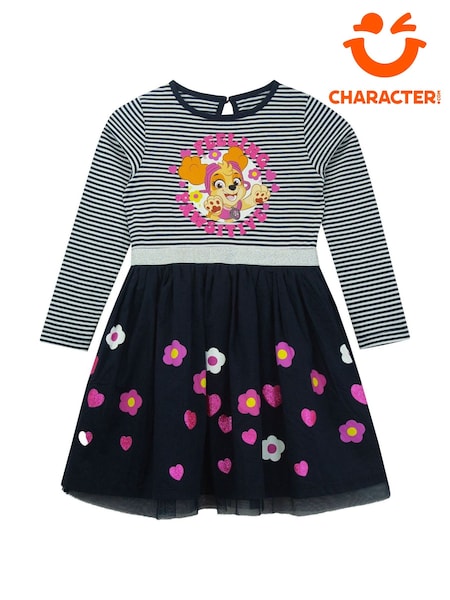 Character Blue 100% Cotton Paw Patrol Navy And Pink Party Dress (Q66430) | £23