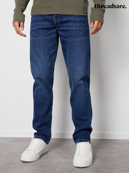 Threadbare Dark Blue Straight Fit Jeans With Stretch (Q66501) | £25