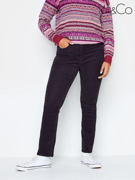 M&Co Black Straight Leg Corduroy Trousers (Q66735) | £34