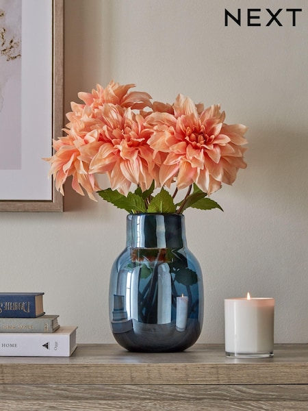 Set of 2 Coral Pink Artificial Dahlia Stems (Q67008) | £20