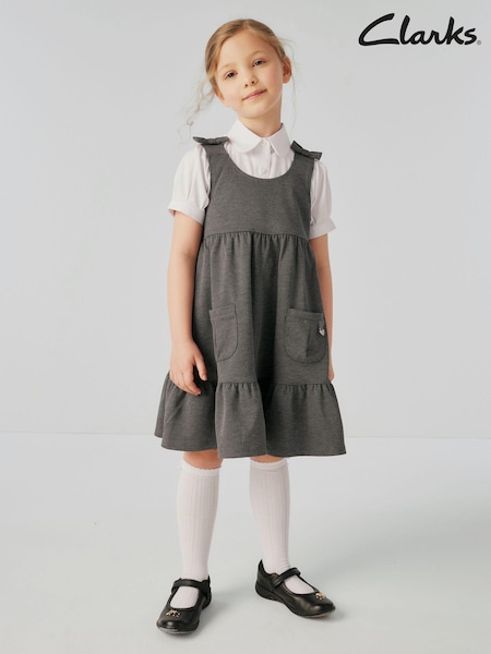Clarks Grey School Bow Ponte Pinafore Dress (Q67213) | £15 - £19