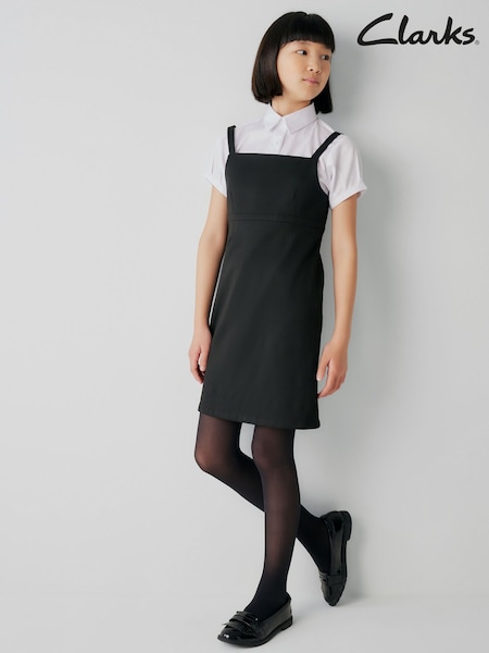 Clarks Black School Senior Girls Woven Pinafore Dress (Q67220) | £16 - £21