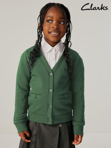 Clarks Green Girls Bow Sweat School Cardigan (Q67241) | £12 - £16