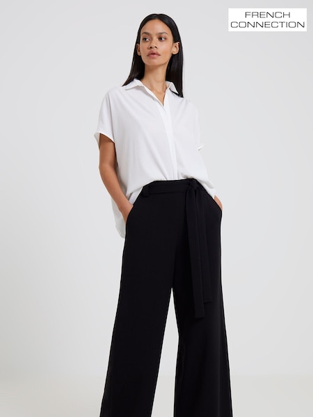 French Connection Black Whisper Full Length Palazzo Trousers (Q67392) | £65