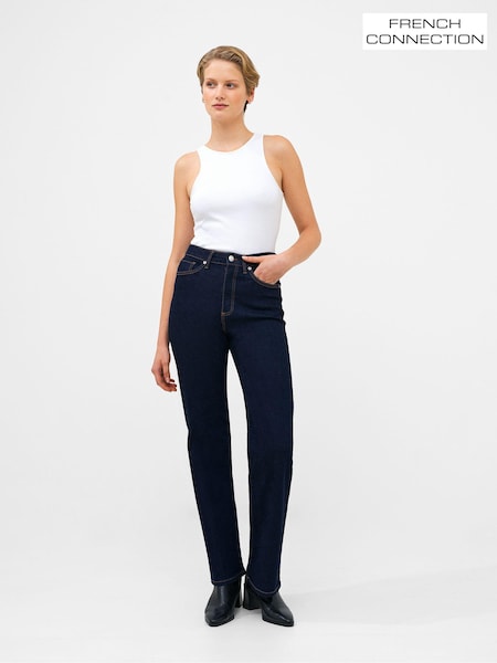 French Connection Blue Stretch Wide Flare Denim Jeans (Q67398) | £65