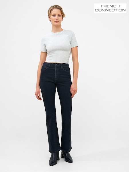 French Connection Black Stretch Denim Boot Cut Full Length Jeans (Q67403) | £65
