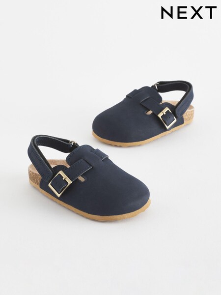 Navy Leather Slip-On Clog Mules (Q67496) | £7 - £8.50