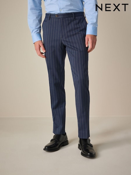Blue Tailored Fit Trimmed Stripe Suit Trousers (Q67503) | £50