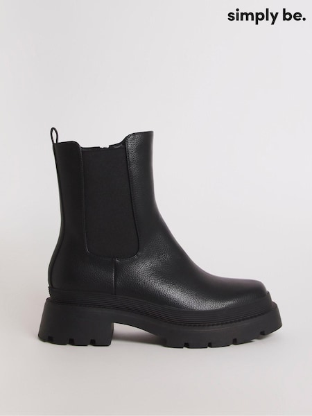 Simply Be Black Extra Wide Fit Chunky Chelsea Ankle Boots (Q67589) | £45